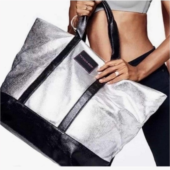Victoria's Secret Silver and Black Tote Bag - Picture 7 of 7